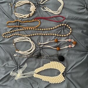 Elegant Pearl and Bead Necklace Set